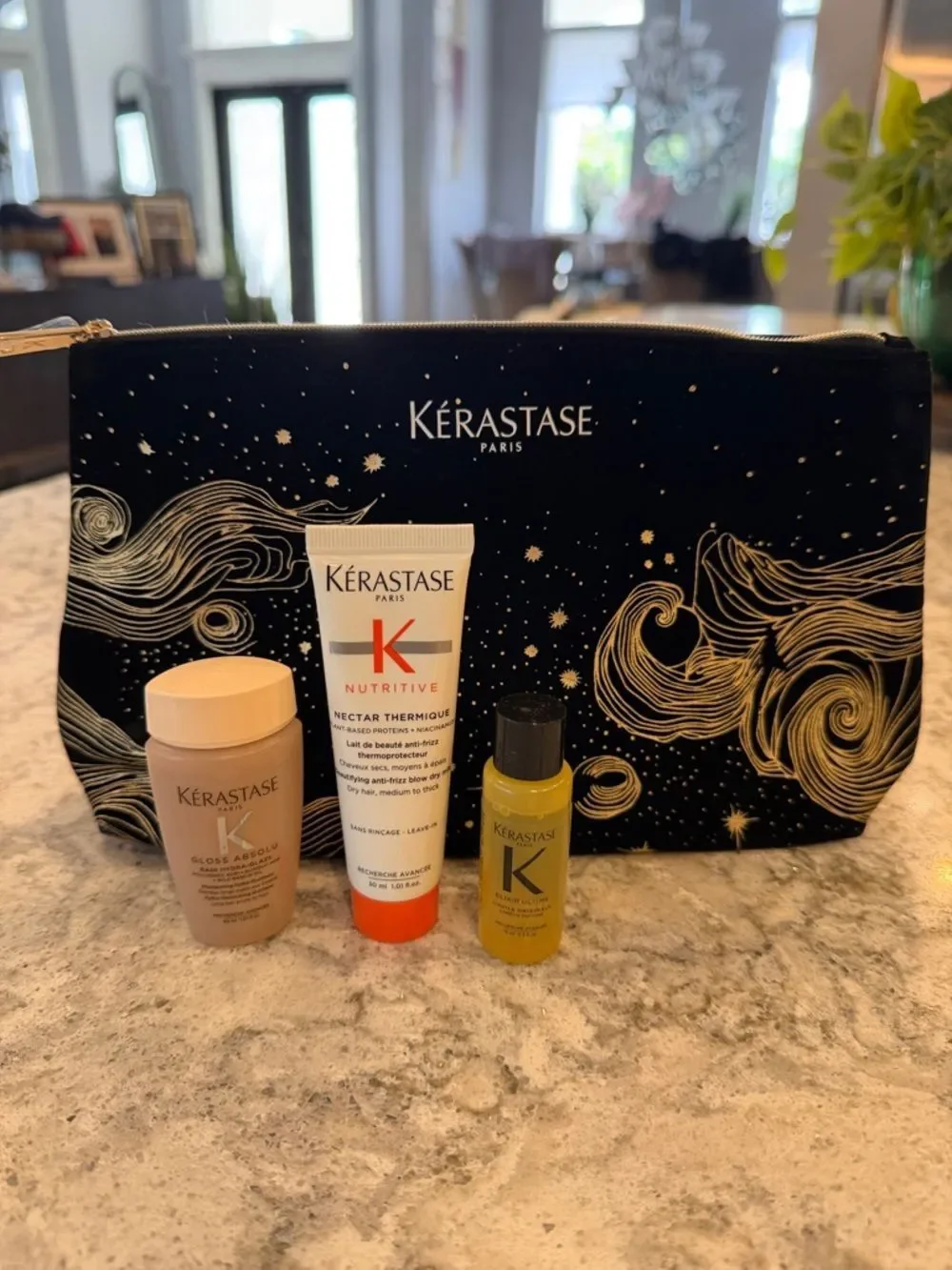 Kérastase Travel Hair Trio with Black & Gold Pouch
